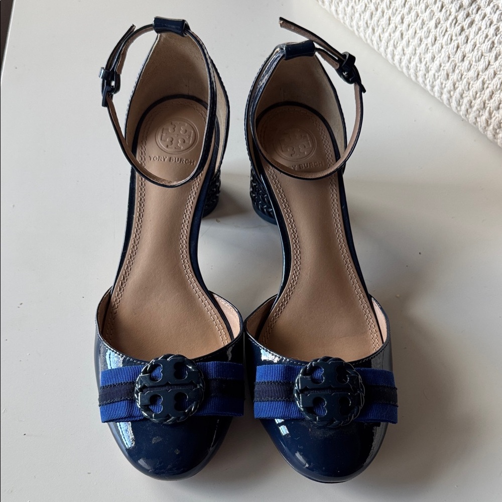 Tory Burch Dark Blue Patent Heels